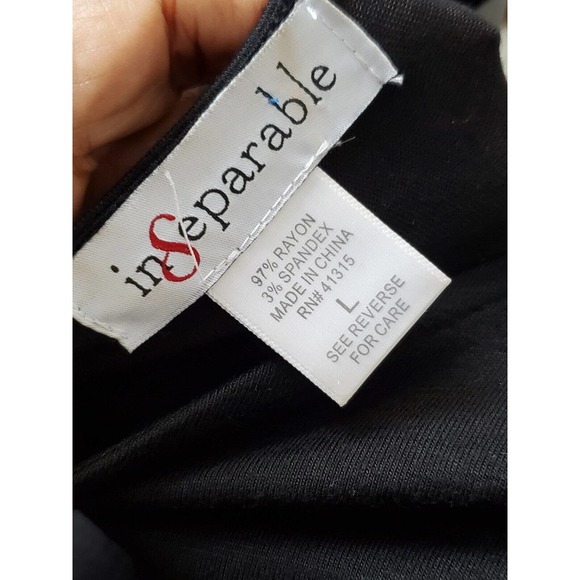 Inseparable Women's Black & Gray Rayon Long Sleeve V-Neck Jumpsuits Size Large - Picture 8 of 10